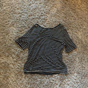 Black and White Striped Short Sleeve Top